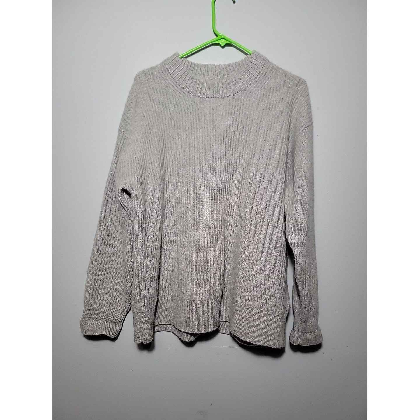J.Crew $268 Cashmere Ribbed Mockneck Sweater In Heather Flint (Gray), Large